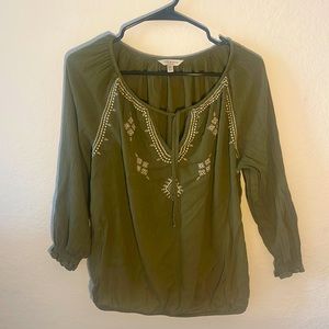 Lucky Brand 3/4 Sleeve Boho Top